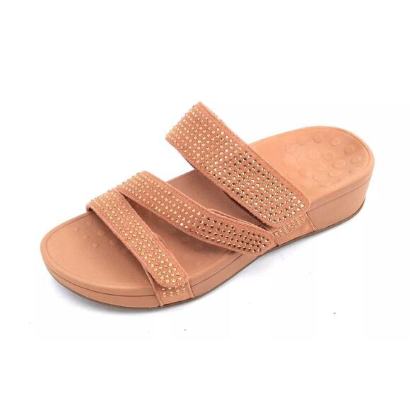 Vionic Women's Brown Pacific Alexis Platform Adjustable Slide Sandal Size 7 - Picture 1 of 10